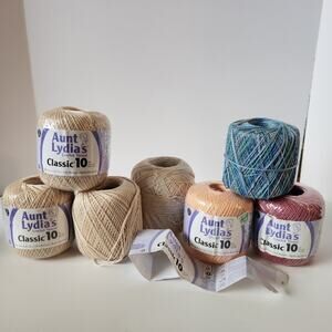 New! Lot AUNT LYDIA'S Classic 10 Crochet Thread Variegated 7 Skeins 3200 Yards